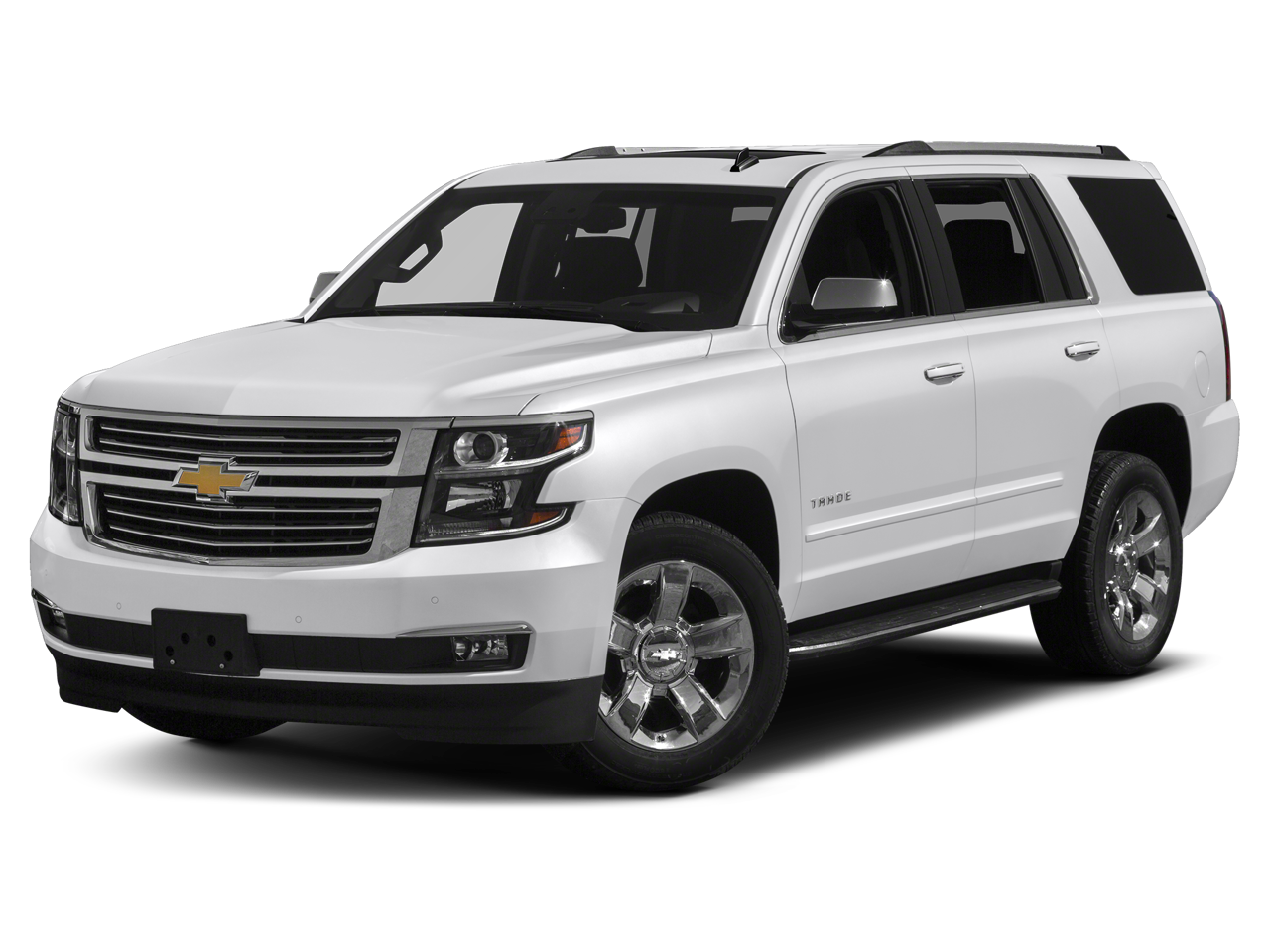 2015 Chevrolet Tahoe LTZ in Summit White — front three-quarter view