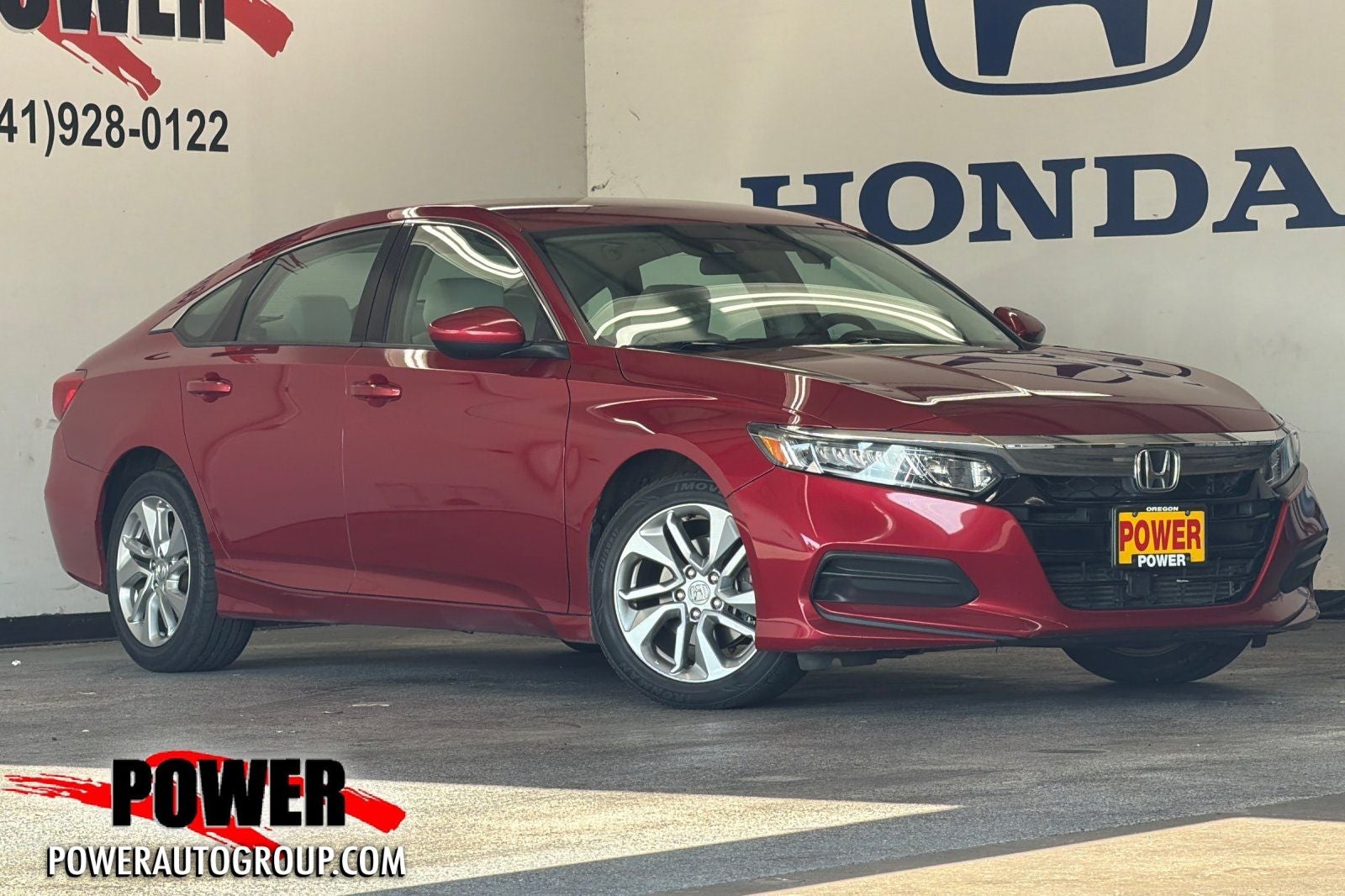 2018 Honda Accord LX in Red — front three-quarter view