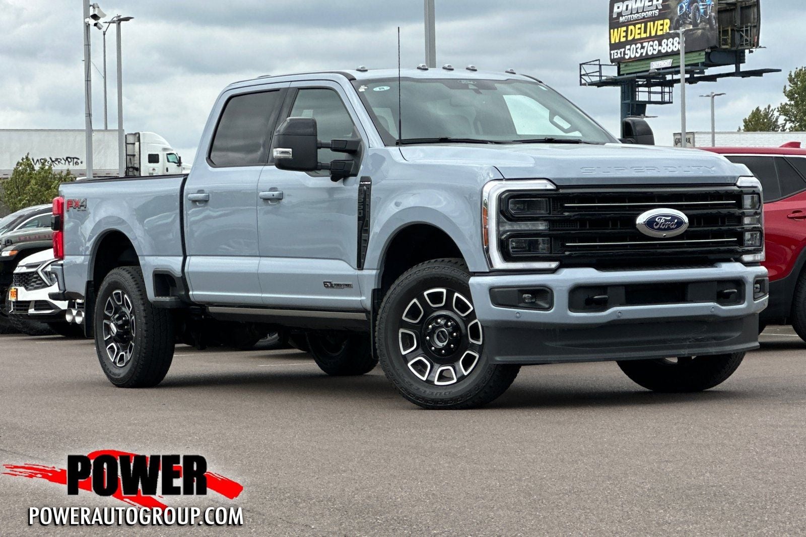 2026 Ford F-350SD Platinum in Gray — front three-quarter view