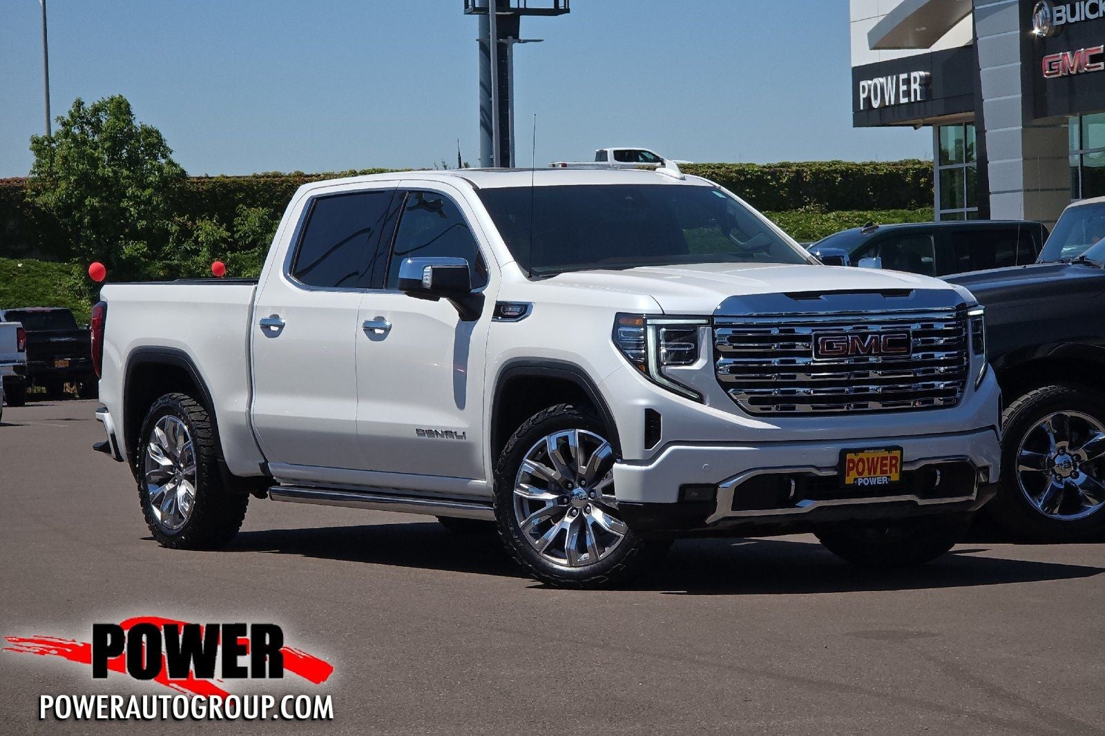 2024 GMC Sierra 1500 Denali in White Frost Tricoat — front three-quarter view