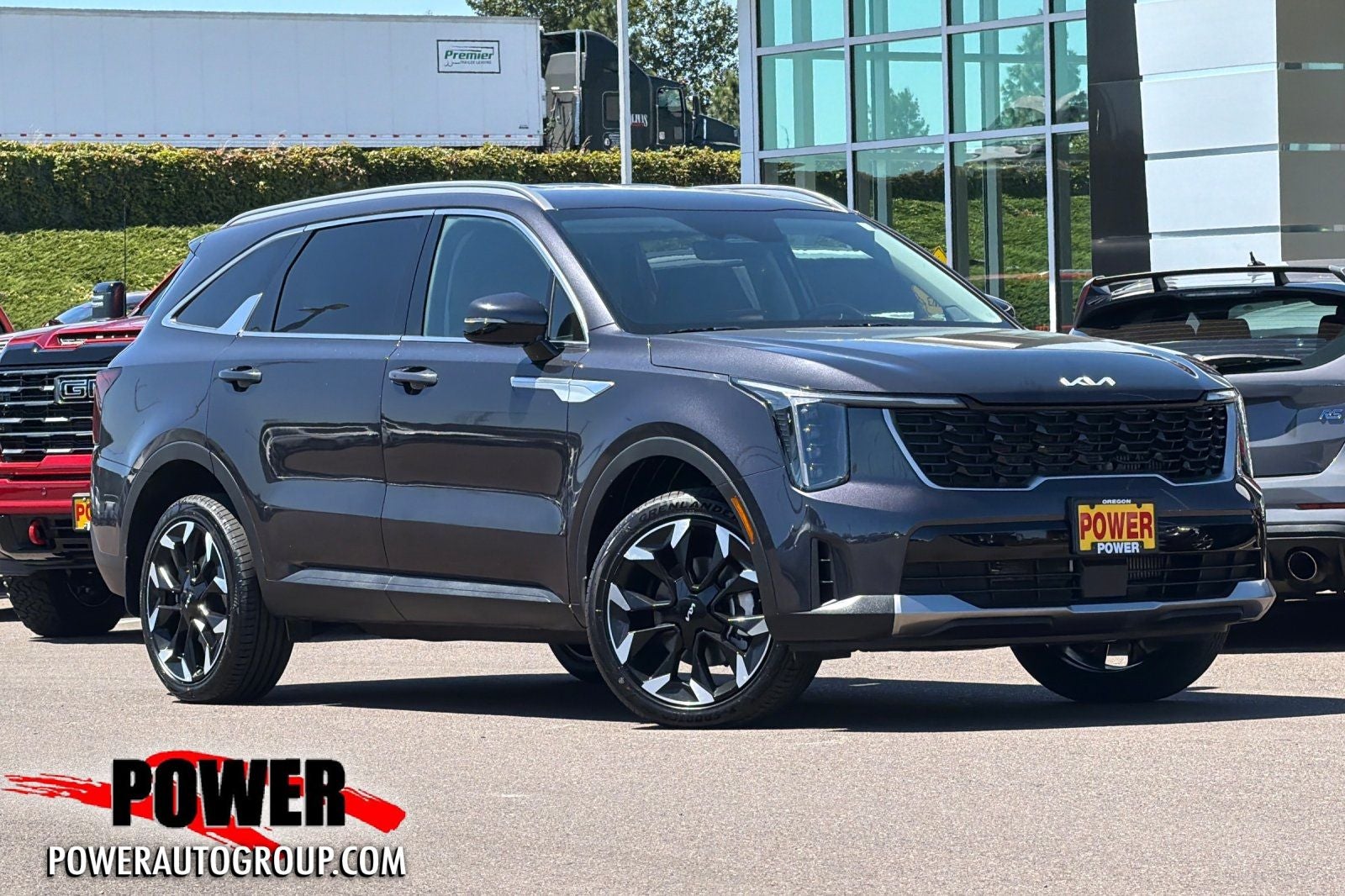 2025 Kia Sorento EX in Gravity Gray — front three-quarter view
