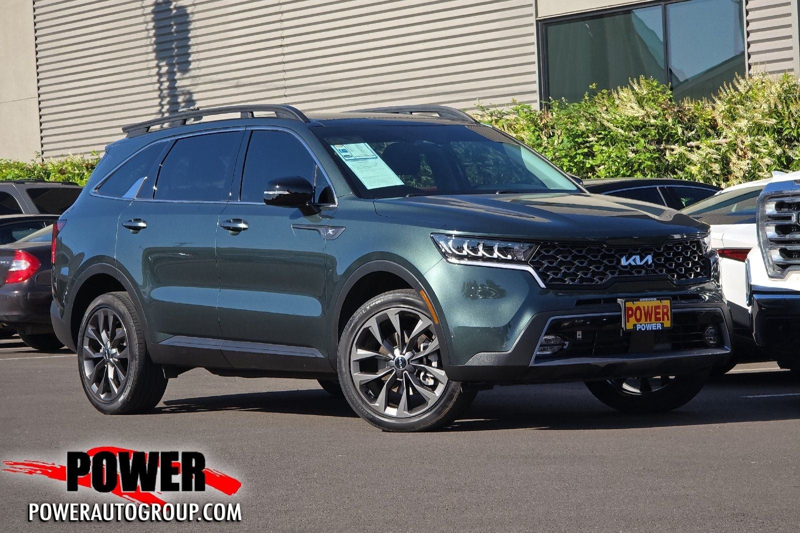 2022 Kia Sorento X-Line EX in Aruba Green — front three-quarter view